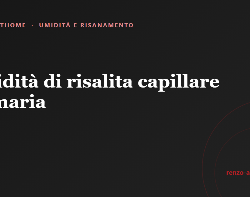 Copertina dell'articolo: Umidità di risalita capillare primaria