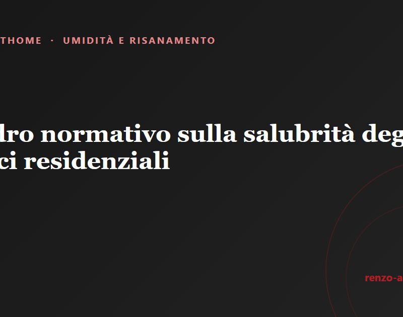 Copertina dell'articolo: Quadro normativo sulla salubrità