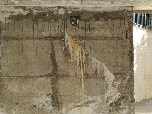 Ripresa di getto che percola in un muro contro terra