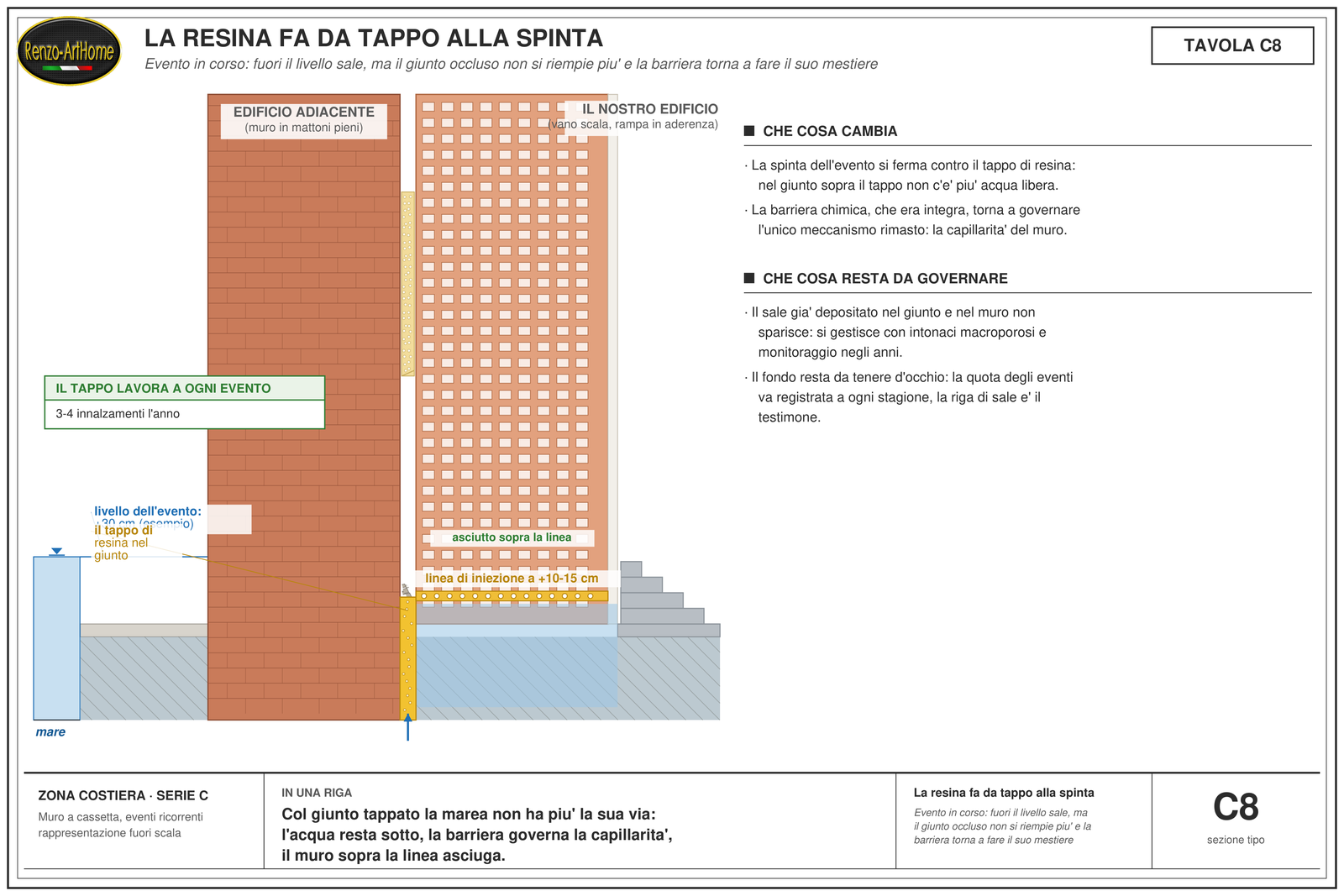 Tavola C8: la resina fa da tappo alla spinta della marea
