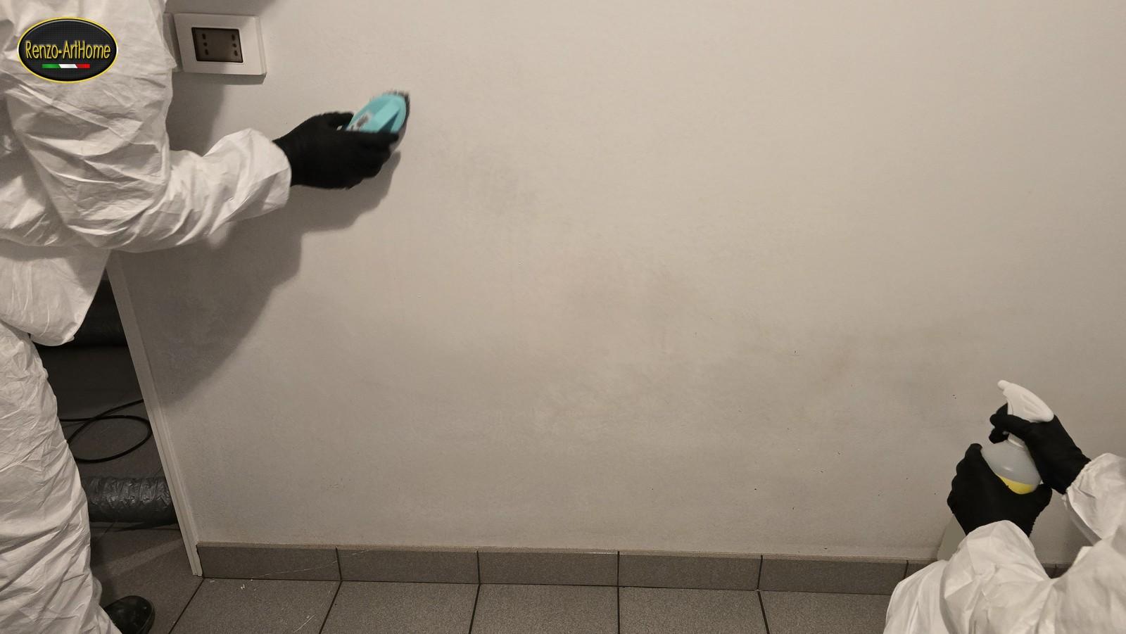 Trattamento delle muffe su una parete intonacata del settore 1